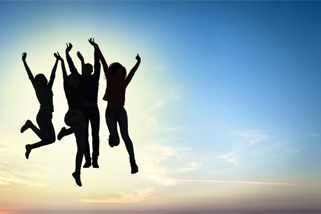 People jumping for joy